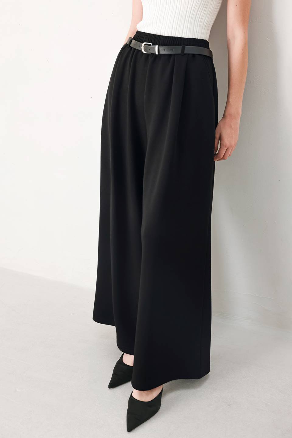 BLACK TIE PALAZZO WIDE LEG PANTS