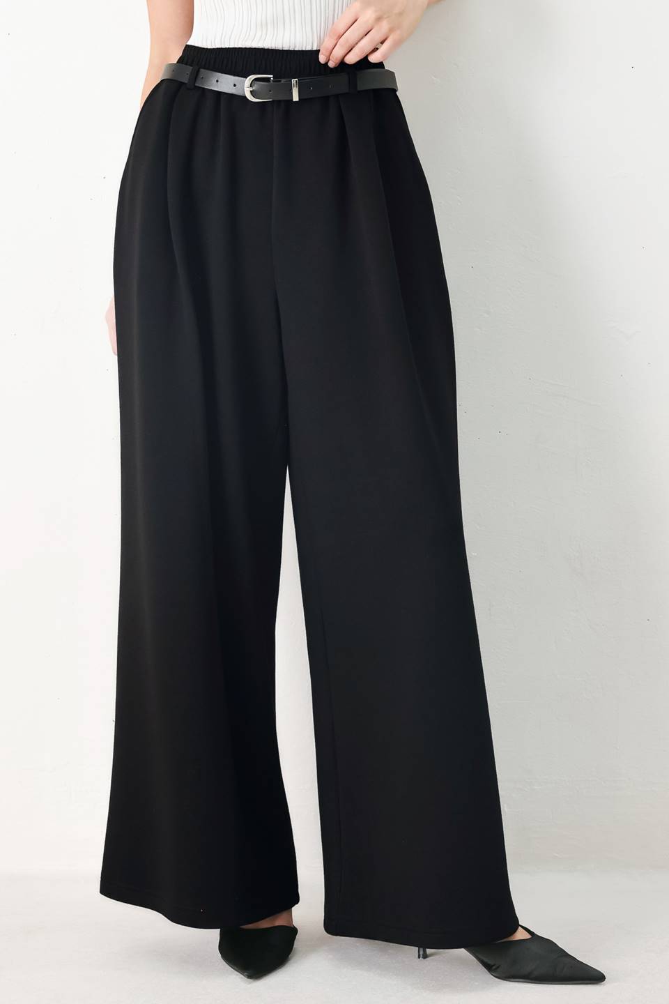 BLACK TIE PALAZZO WIDE LEG PANTS