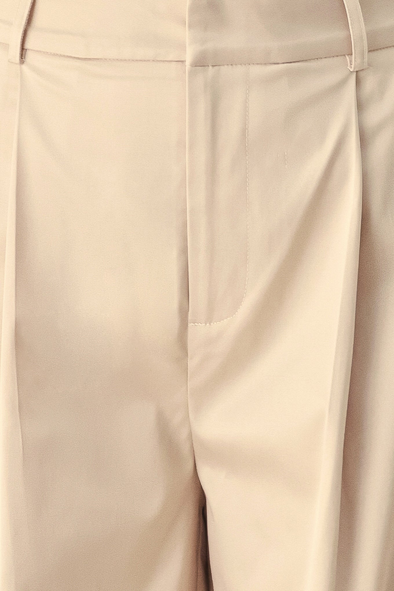 A person wearing high-waisted, wide-leg champagne trousers with a glossy finish | FREEMARKET
