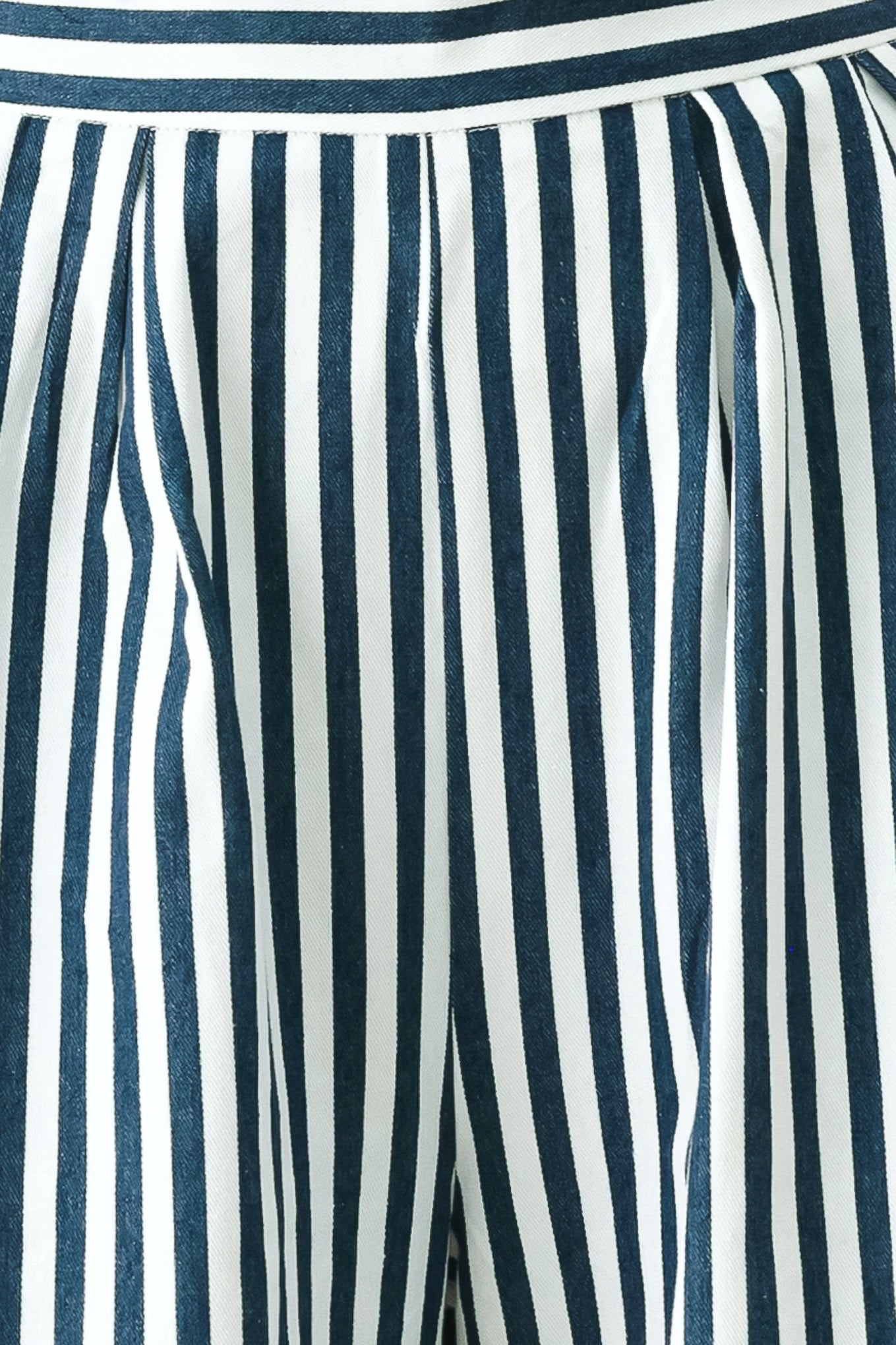 Woman wearing blue and white striped wide-leg pants | FREEMARKET