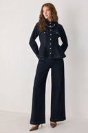 INDIGO ICON DARK INDIGO BUTTON-DETAIL WIDE-LEG JEANS