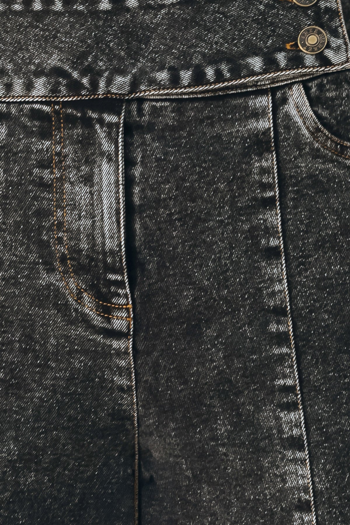 Wide-leg black acid-wash denim jeans with a high waist and studded belt loops, shown on a model | FREEMARKET