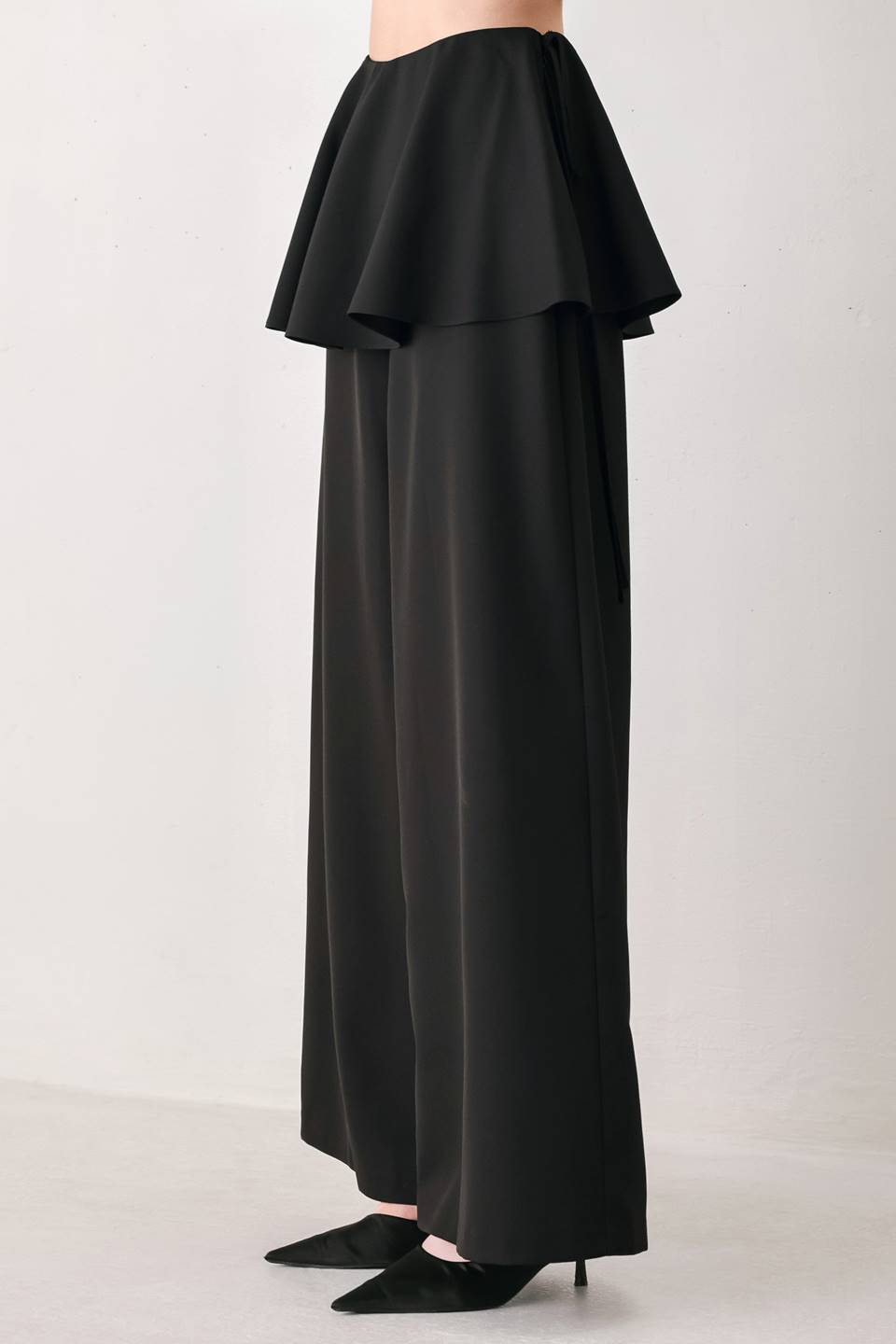NOIR LAYER BLACK SKIRT-OVERLAY PANTS