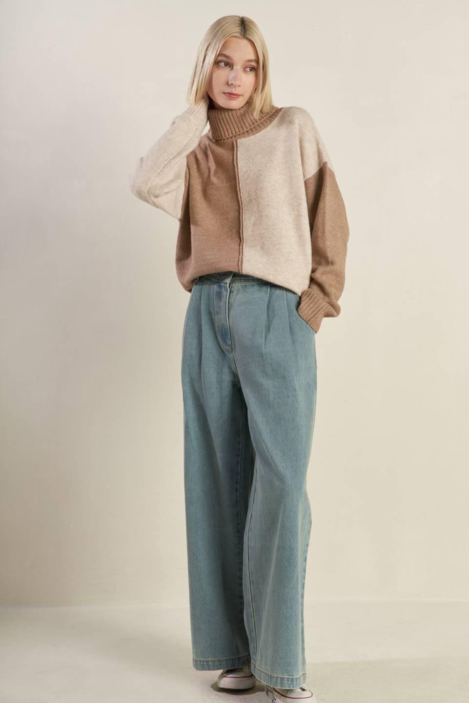 MIXED EMOTIONS COLORBLOCKED SWEATER TOP.