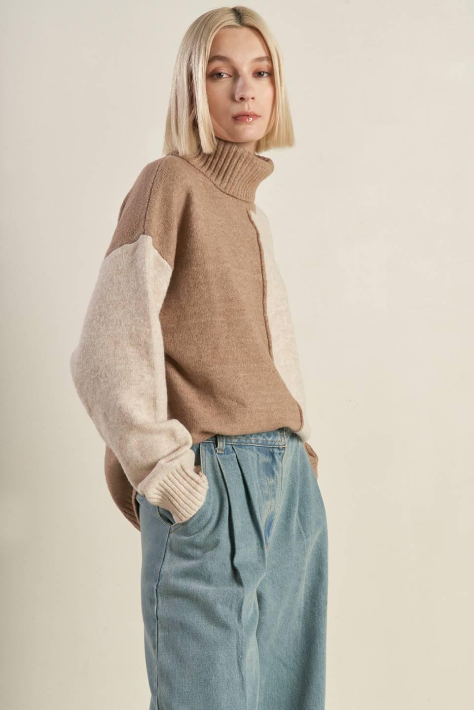 MIXED EMOTIONS COLORBLOCKED SWEATER TOP.