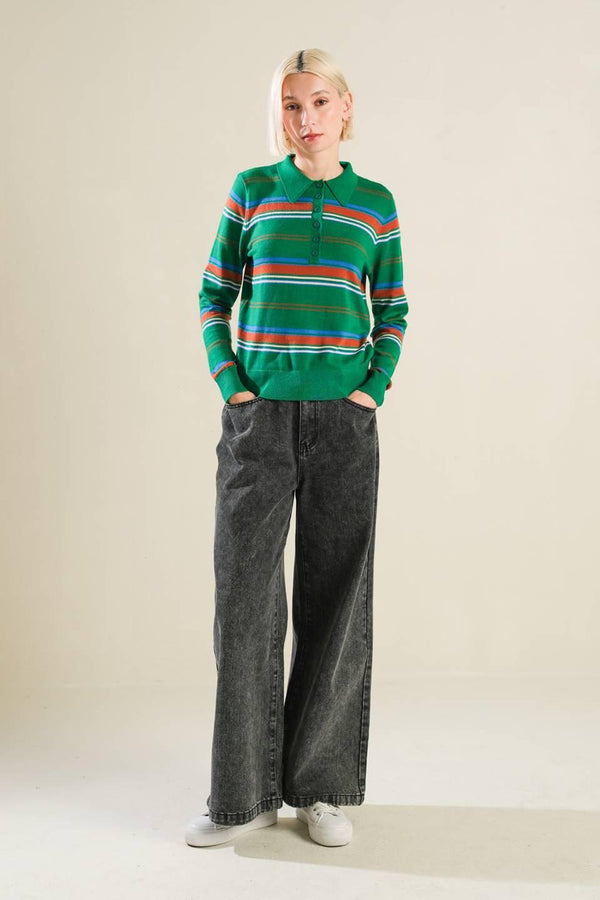 CALL IT FATE SWEATER POLO TOP.