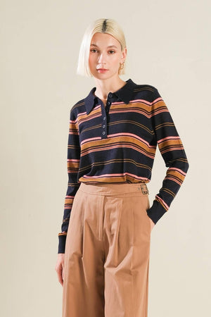 CALL IT FATE SWEATER POLO TOP.