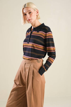 CALL IT FATE SWEATER POLO TOP.