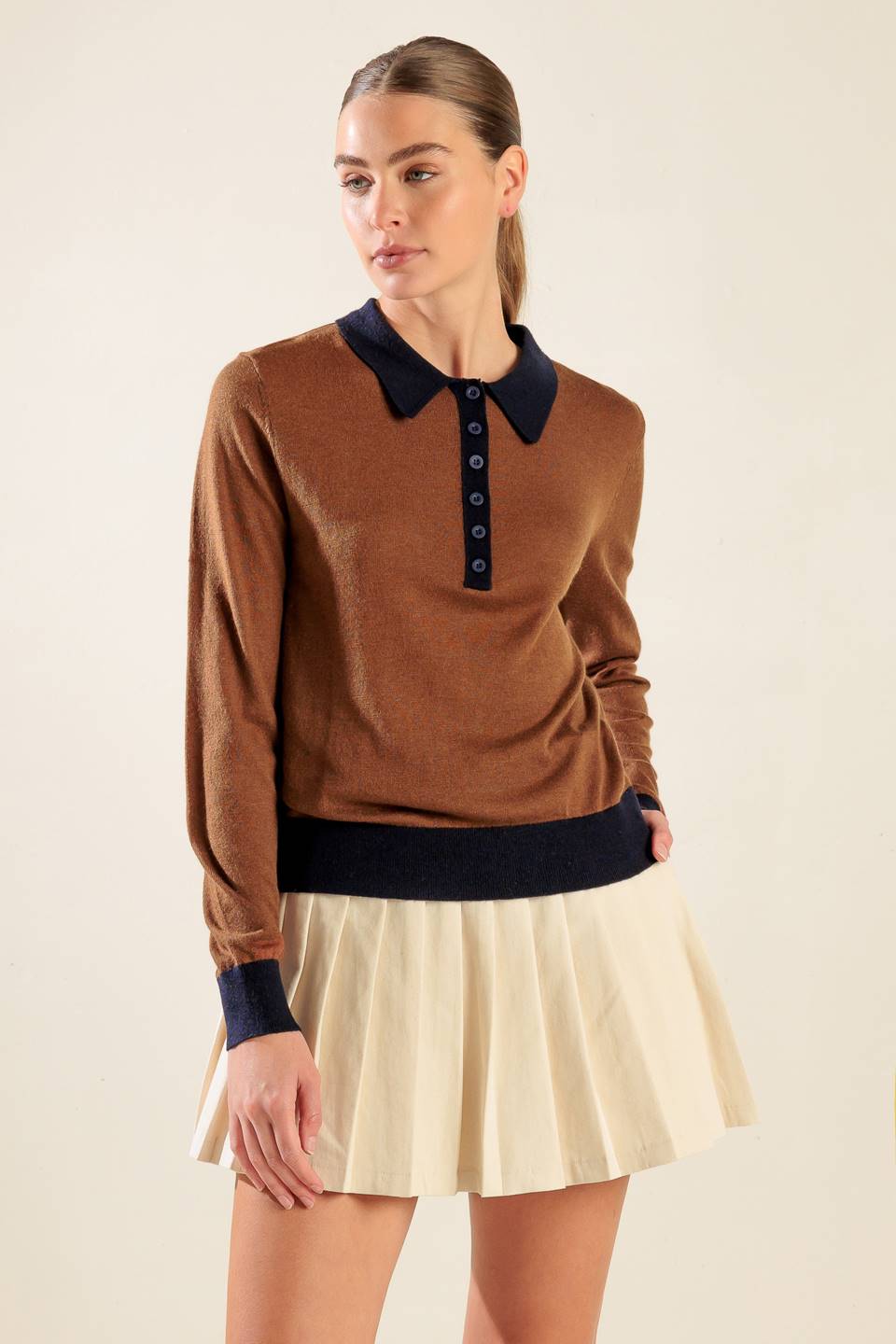 HIDDEN REFLECTIONS SWEATER POLO TOP