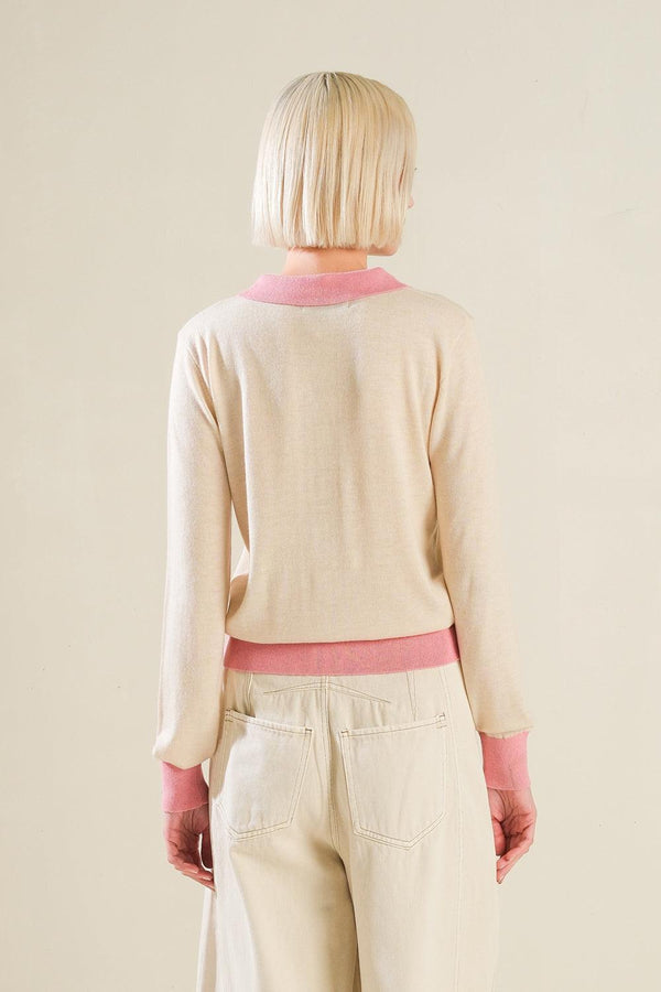HIDDEN REFLECTIONS SWEATER POLO TOP.