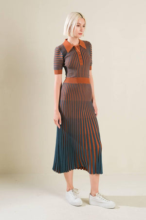 LUXE LIVING SWEATER MIDI DRESS.