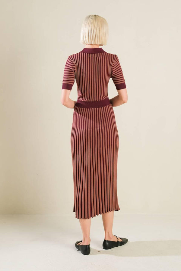 LUXE LIVING SWEATER MIDI DRESS.