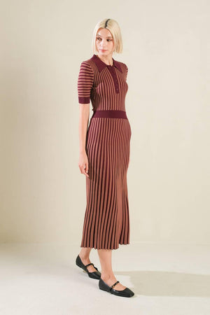 LUXE LIVING SWEATER MIDI DRESS.