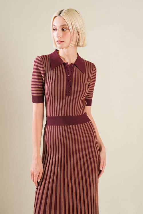 LUXE LIVING SWEATER MIDI DRESS.