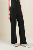 REGAL RISE BLACK KNIT PANTS.