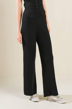 REGAL RISE BLACK KNIT PANTS.