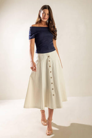 TIME FOR TEA OFF SHOULDER SWEATER TOP.