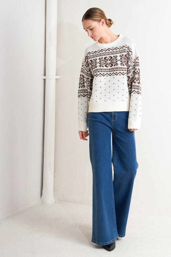 SNOWFLAKE GLAM PULLOVER SWEATER TOP.