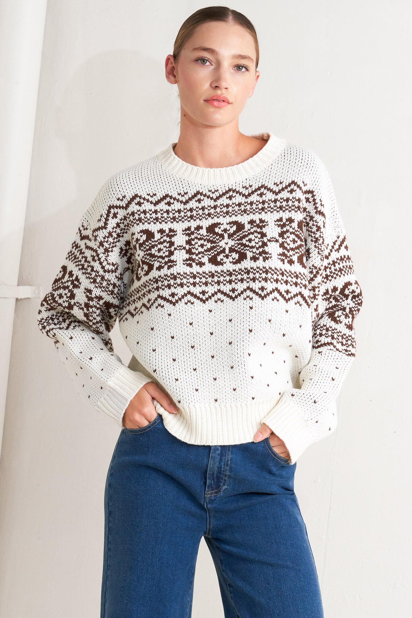 A pullover sweater knit top
