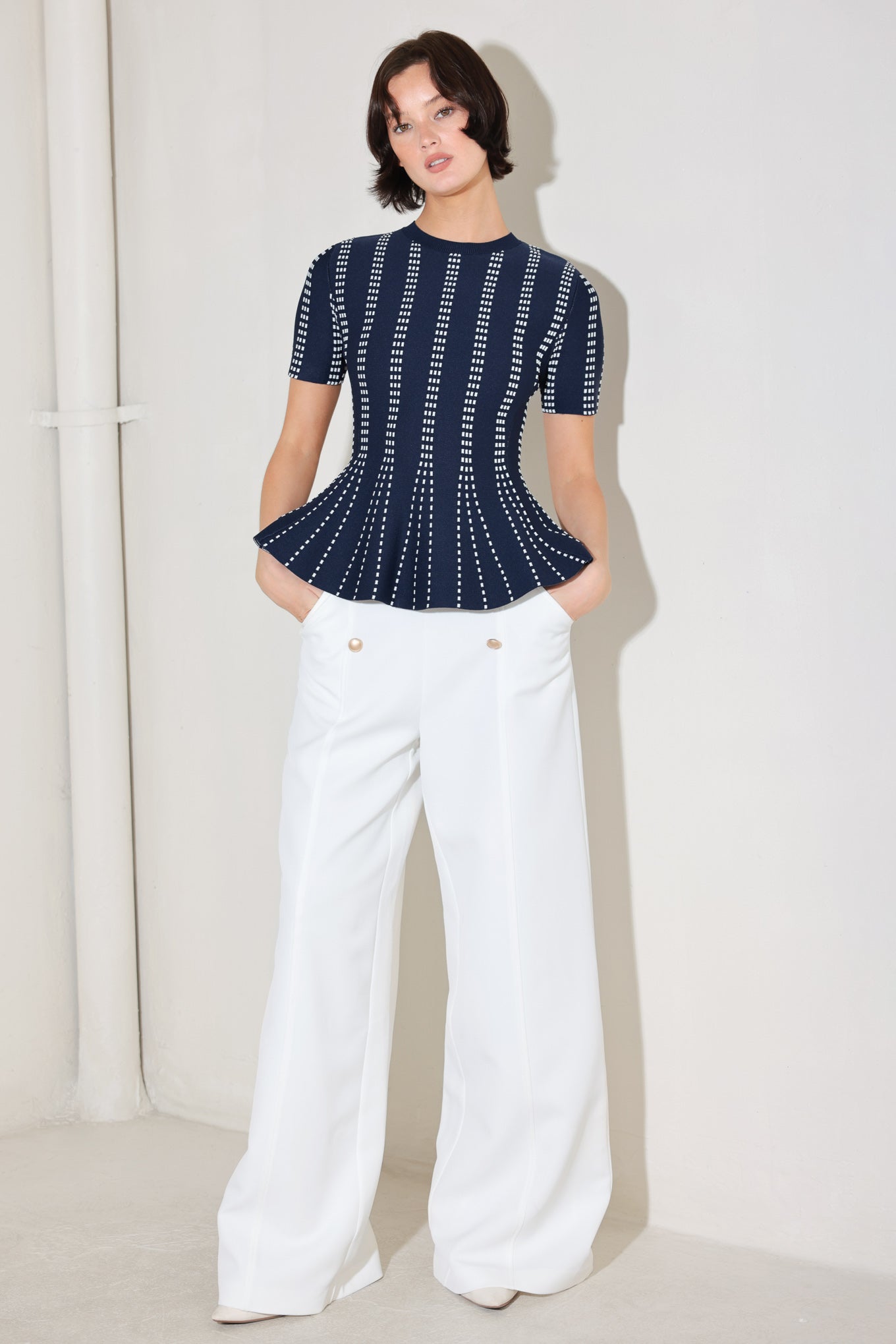 EVENING RUSTLE JACQUARD SWEATER TOP