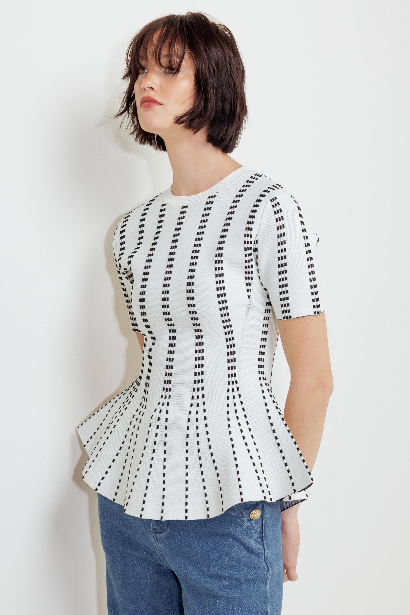 EVENING RUSTLE JACQUARD SWEATER TOP