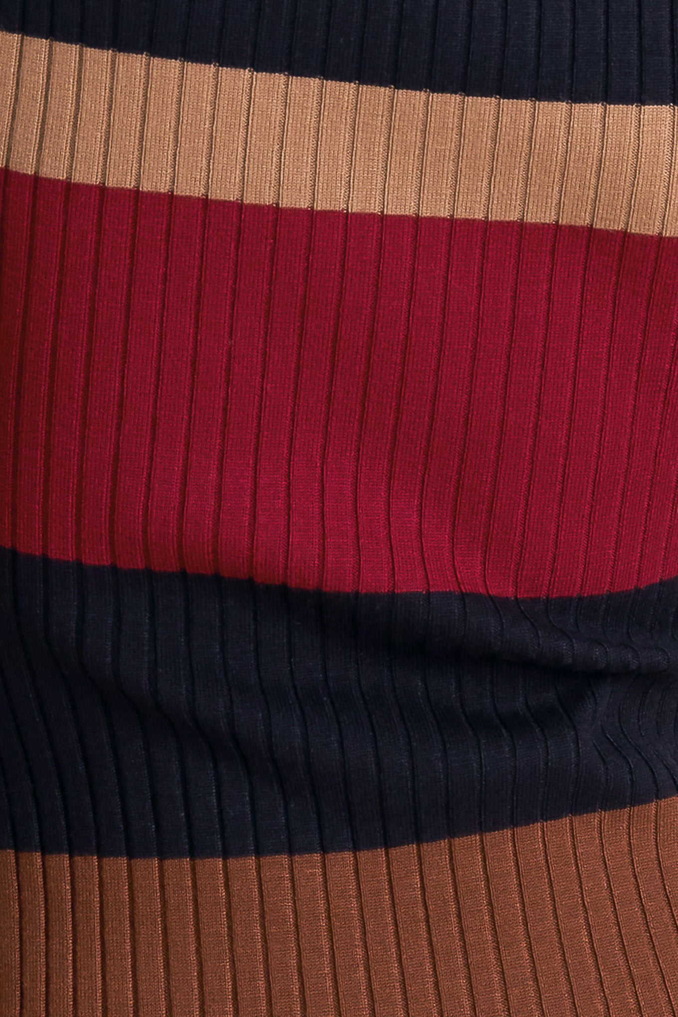 A ribbed color blocked midi sweater dress with round neckline and short sleeve