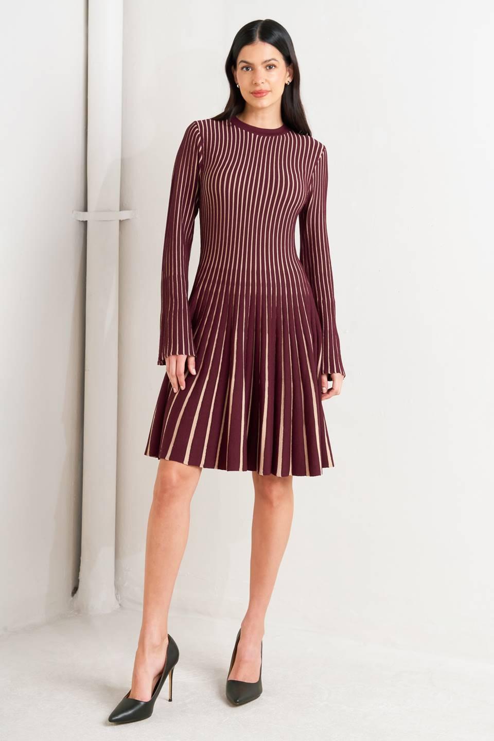 VERTICAL GRACE SWEATER MINI DRESS.