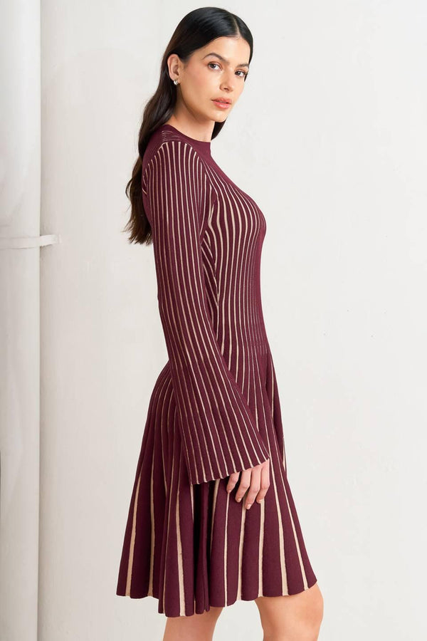 VERTICAL GRACE SWEATER MINI DRESS.