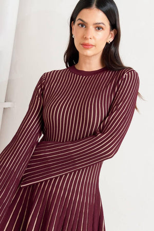 VERTICAL GRACE SWEATER MINI DRESS.