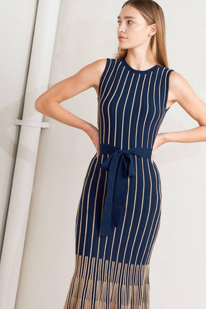 SMOOTH WEIGHTED FEEL KNIT MIDI DRESS.