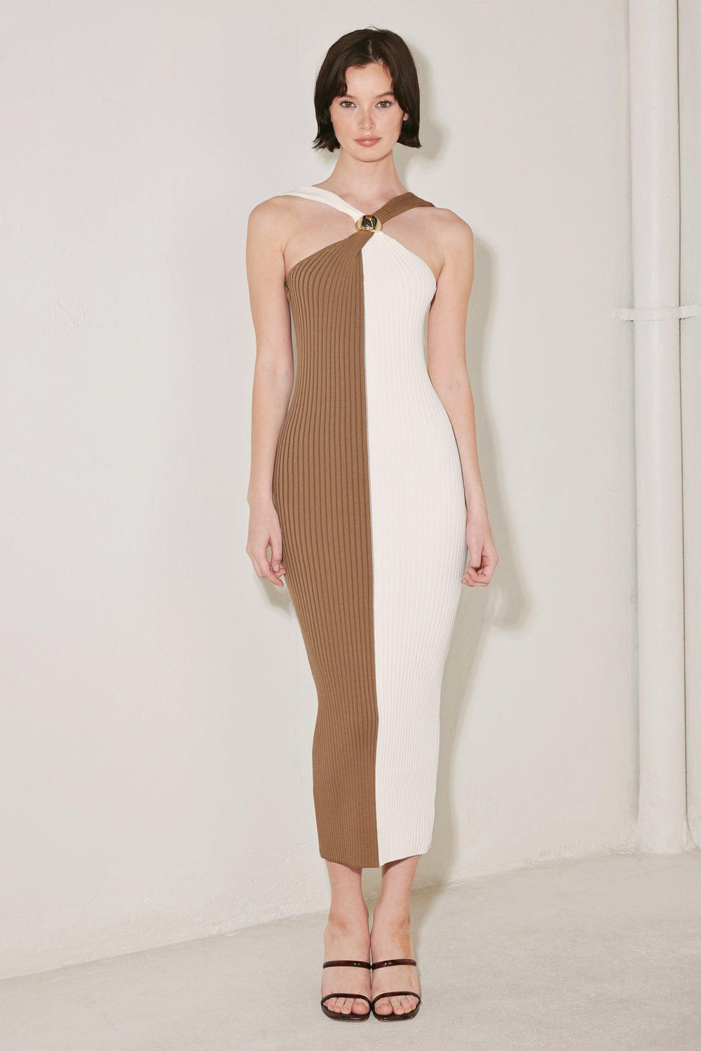 HEADLINER ENERGY SWEATER KNIT MIDI DRESS.
