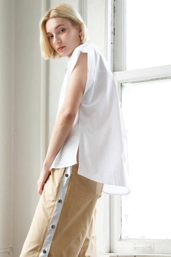 MUCH TO CELEBRATE POPLIN TOP.