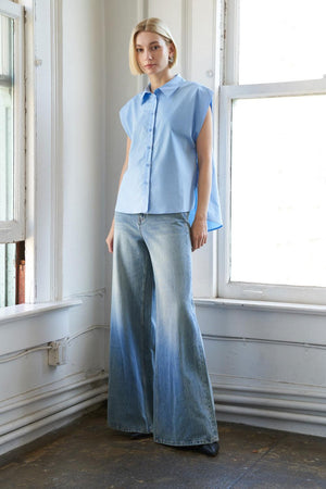 MUCH TO CELEBRATE POPLIN TOP.
