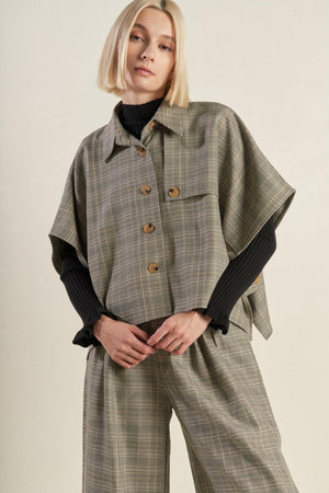 IMMACULATE EXCELLENCE WOVEN PLAID TOP.