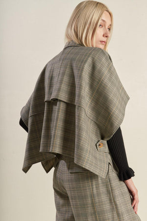 IMMACULATE EXCELLENCE WOVEN PLAID TOP.