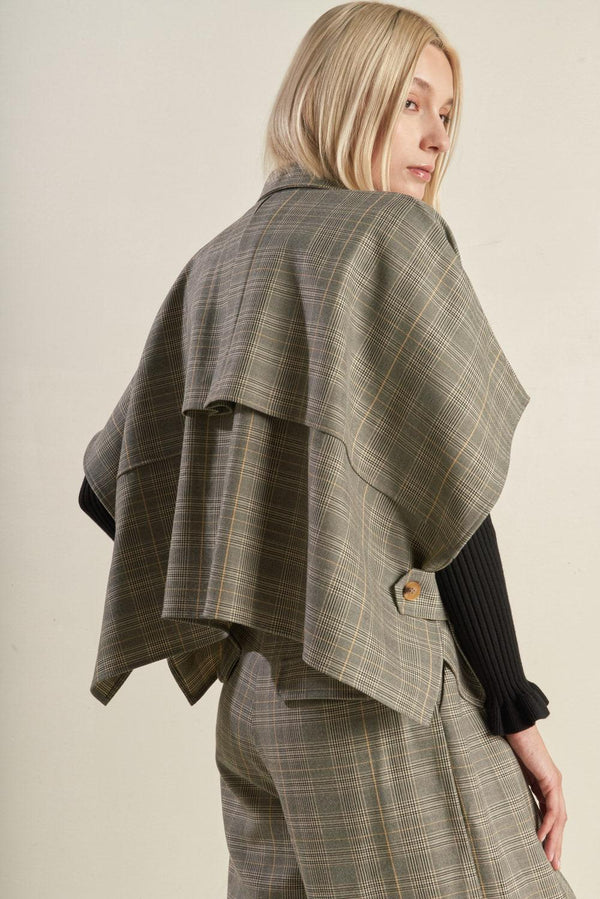 IMMACULATE EXCELLENCE WOVEN PLAID TOP.