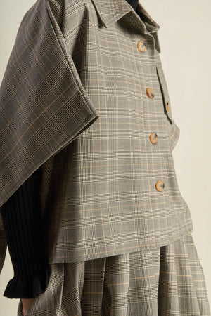 IMMACULATE EXCELLENCE WOVEN PLAID TOP.