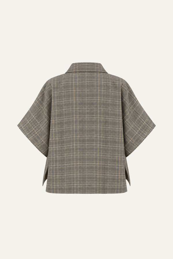 IMMACULATE EXCELLENCE WOVEN PLAID TOP