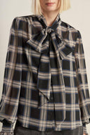 LOVELY INTUITION WOVEN PLAID TOP.