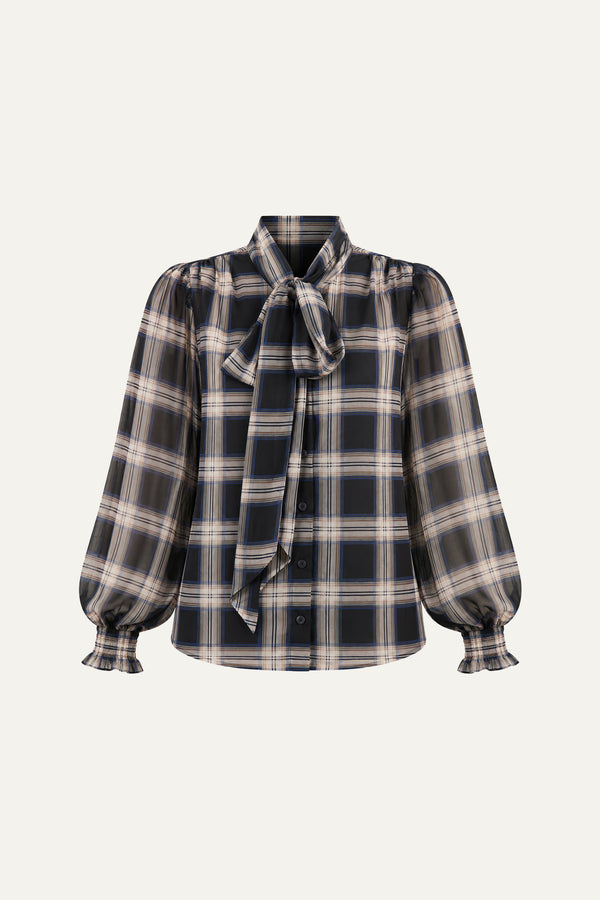 LOVELY INTUITION WOVEN PLAID TOP