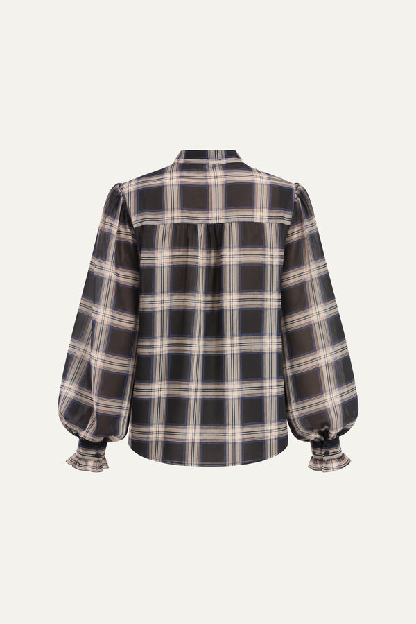 LOVELY INTUITION WOVEN PLAID TOP