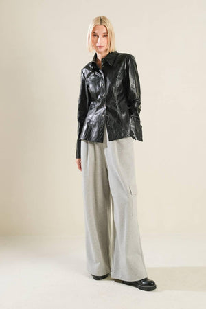 MY HEART TO YOU FAUX LEATHER TOP.