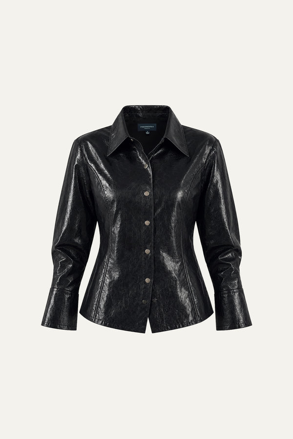 MY HEART TO YOU FAUX LEATHER TOP
