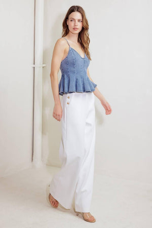 SANDY WALTZ LIGHT DENIM CAMI TOP.