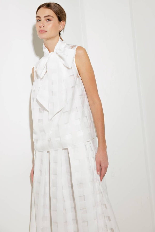 LIVE FOR US WHITE WOVEN ORGANZA TOP - Flying Tomato - TOPS - Freemarket