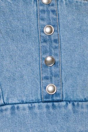 EVER SO SWEET LIGHT INDIGO DENIM TOP.