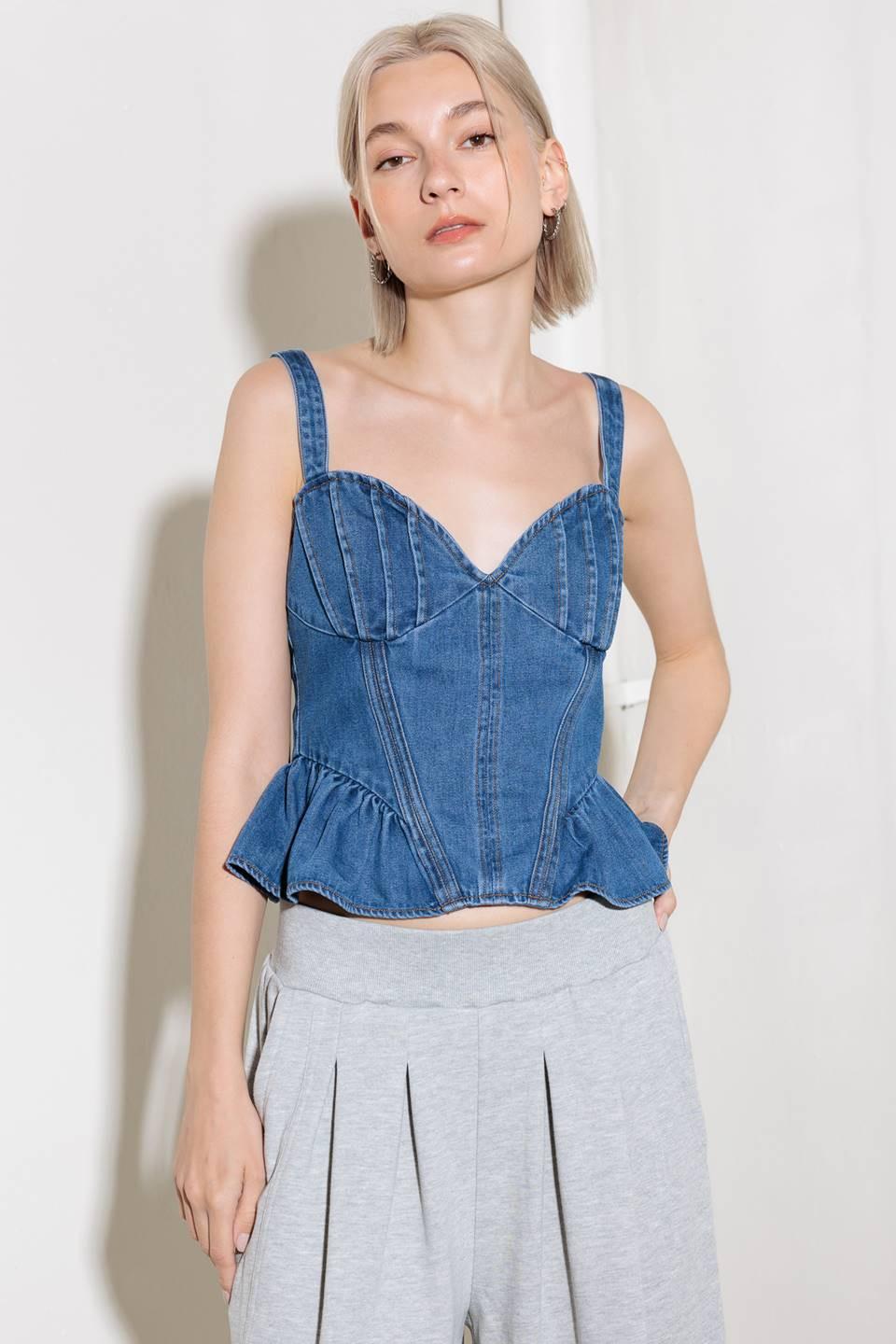 WHISPER SOFTLY BLUE DENIM TOP.