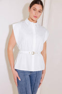 ON CLOUD NINE WHITE WOVEN TOP.
