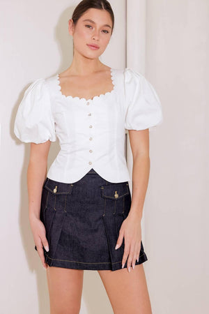 NEVER ORDINARY WHITE WOVEN TOP.