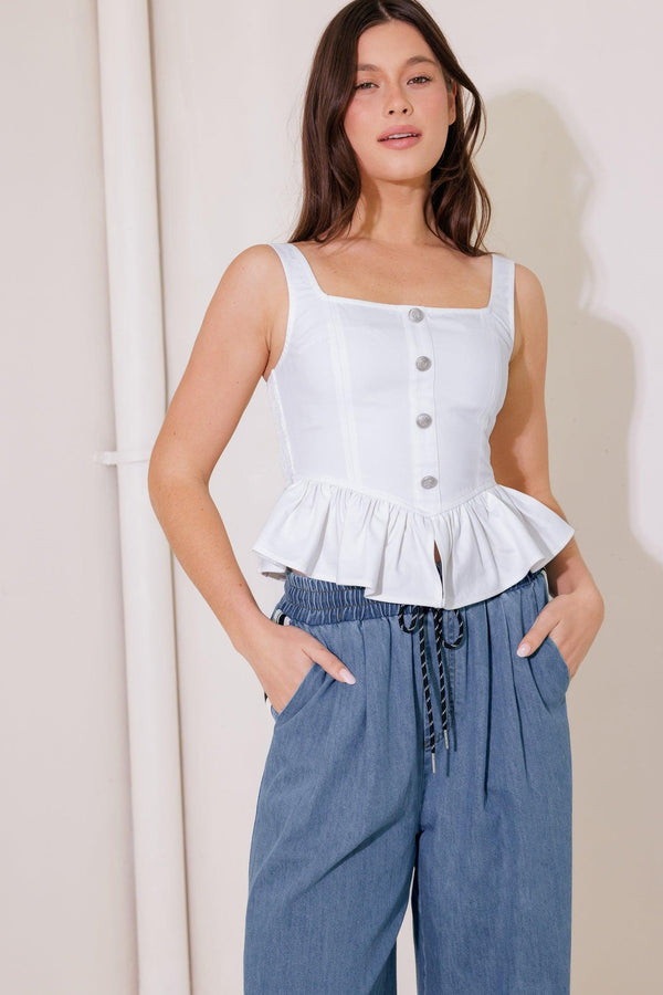 IN THIS MOMENT WHITE WOVEN TOP.